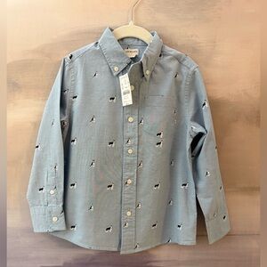 Crewcuts Boys Husky Dog Button Down Dress Shirt
